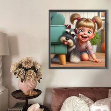 Load image into Gallery viewer, AB Diamond Painting - Full Round - Little girl with pet (40*40CM)
