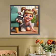 Load image into Gallery viewer, AB Diamond Painting - Full Round - Little girl with pet (40*40CM)
