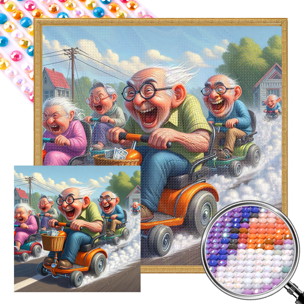 AB Diamond Painting - Full Round - Old racing car Party (40*40CM)