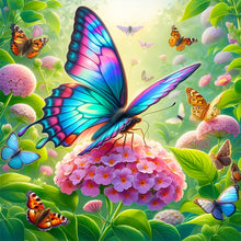 Load image into Gallery viewer, Diamond Painting - Full Round - Butterfly in the flowers (30*30CM)

