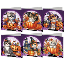 Load image into Gallery viewer, 6Pcs Halloween Cat Diamond Daily Wish Card Owl for Adults Holiday Friends Family

