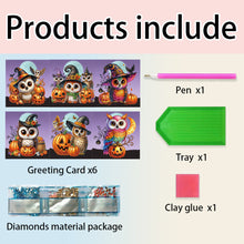 Load image into Gallery viewer, 6Pcs Halloween Cat Diamond Daily Wish Card Owl for Adults Holiday Friends Family
