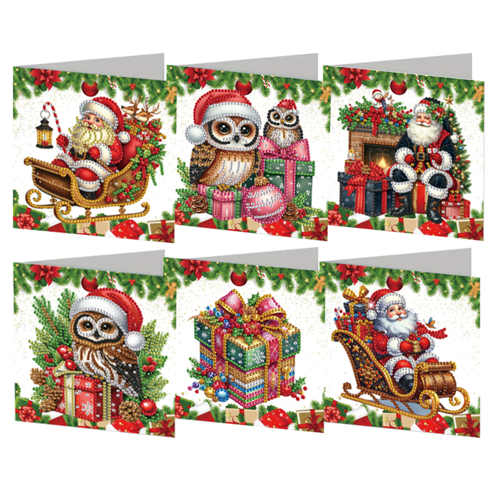 6Pcs Christmas Christmas Gifts DIY Diamond Painting Card Diamond Daily Wish Card