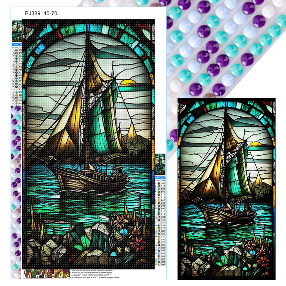 Diamond Painting - Full Round - Sailboat glass painting (40*70CM)