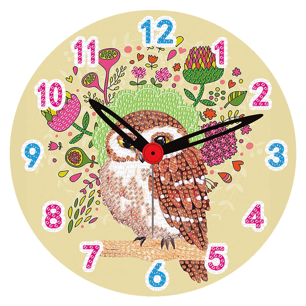 Wooden Diamond Painting Clock Animals Diamond Art Clock Pendants Kit for Desktop