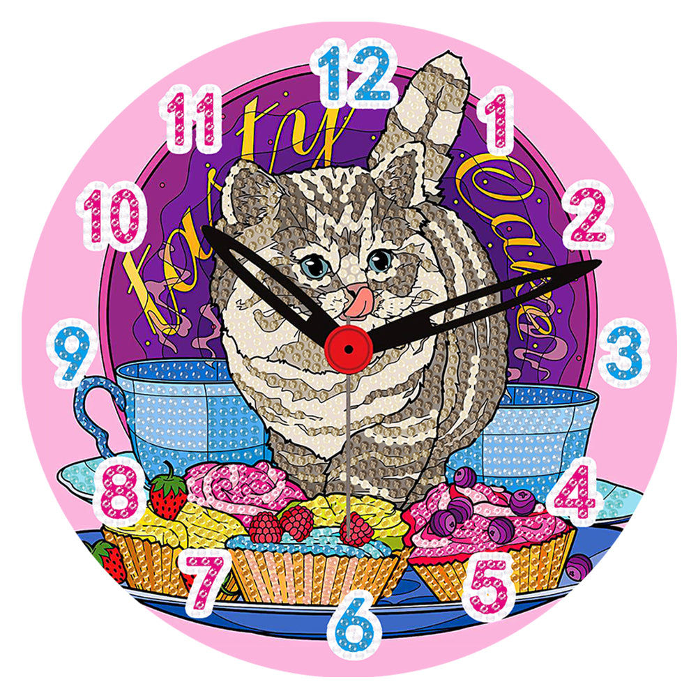 Wooden Diamond Painting Clock Animals Diamond Art Clock Pendants Kit for Desktop