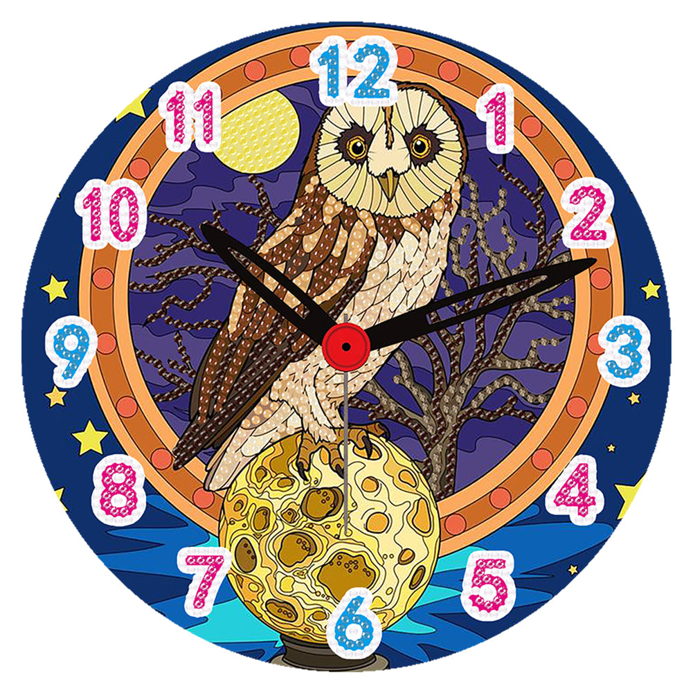 Wooden Diamond Painting Clock Animals Diamond Art Clock Pendants Kit for Desktop