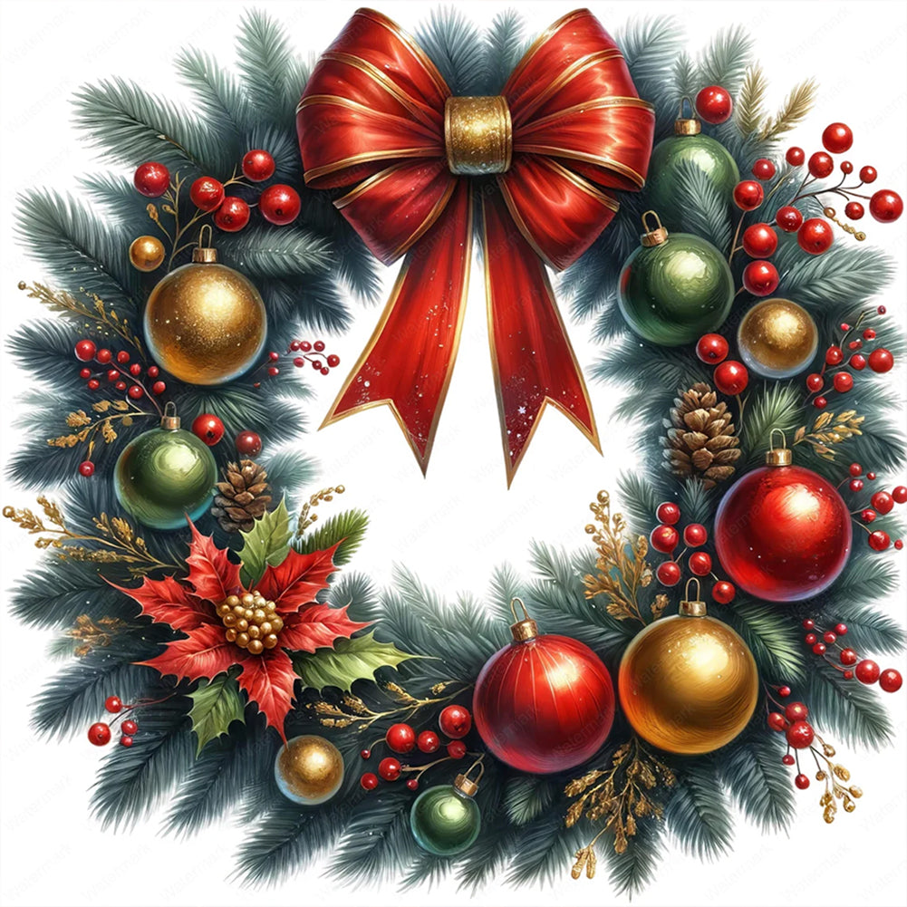 Diamond Painting - Full Round - Christmas wreath picture (30*30CM)