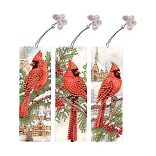 Load image into Gallery viewer, 3Pcs Special Shape Cardinal In The Snow Diamond Painting Bookmark for Bookworms
