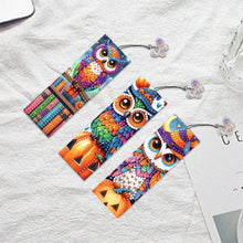 Load image into Gallery viewer, 3Pcs Special Shape Halloween Owl Diamond Painting Bookmark for Book Lovers

