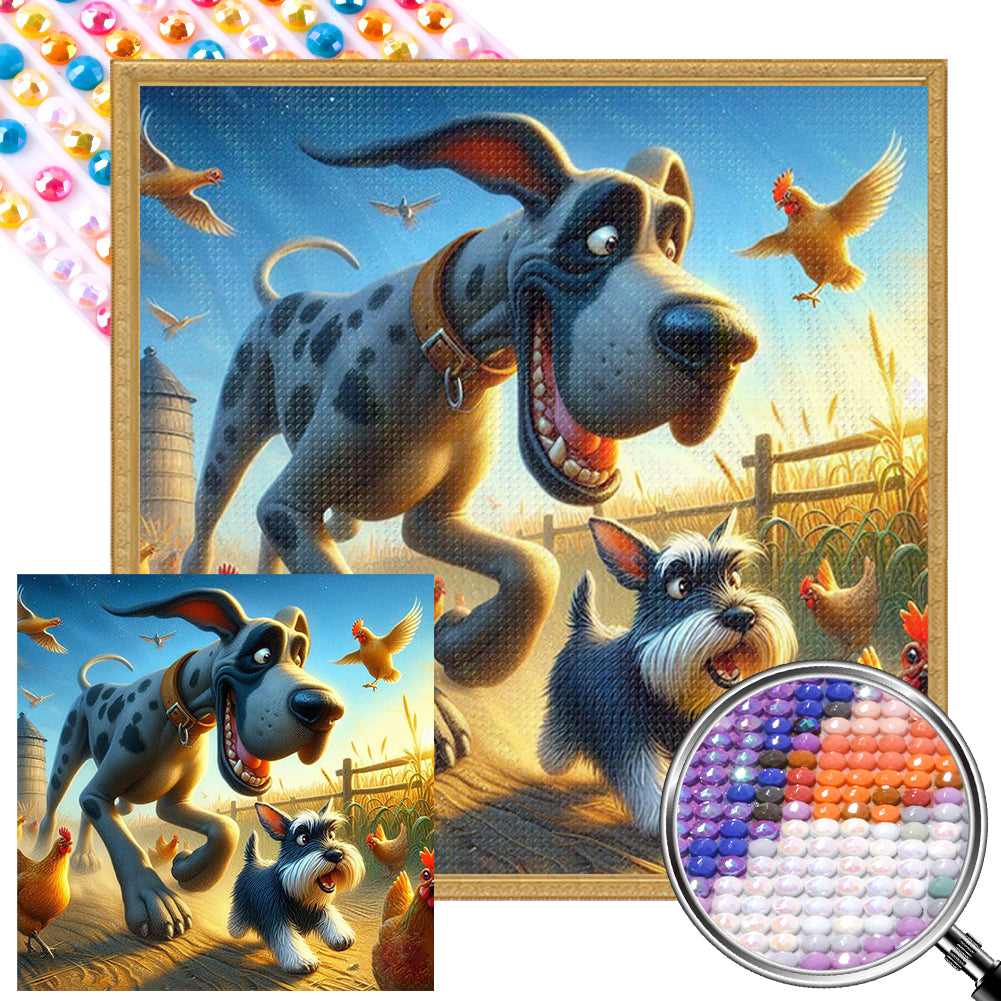 AB Diamond Painting - Full Round - Naughty dog (40*40CM)
