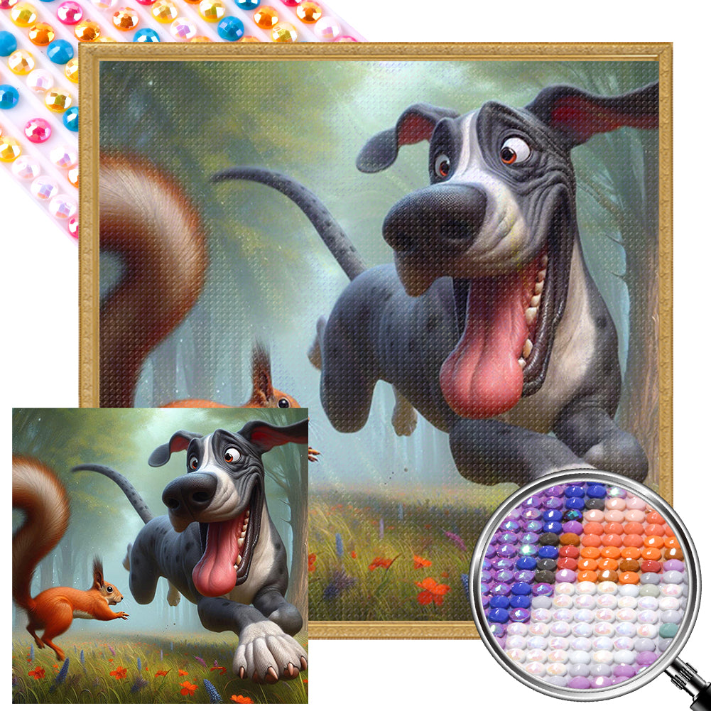 AB Diamond Painting - Full Round - Naughty dog (40*40CM)