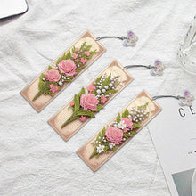 Load image into Gallery viewer, 3Pcs Special Shape Rose Bouquet Diamond Painting Bookmark for Book Lovers
