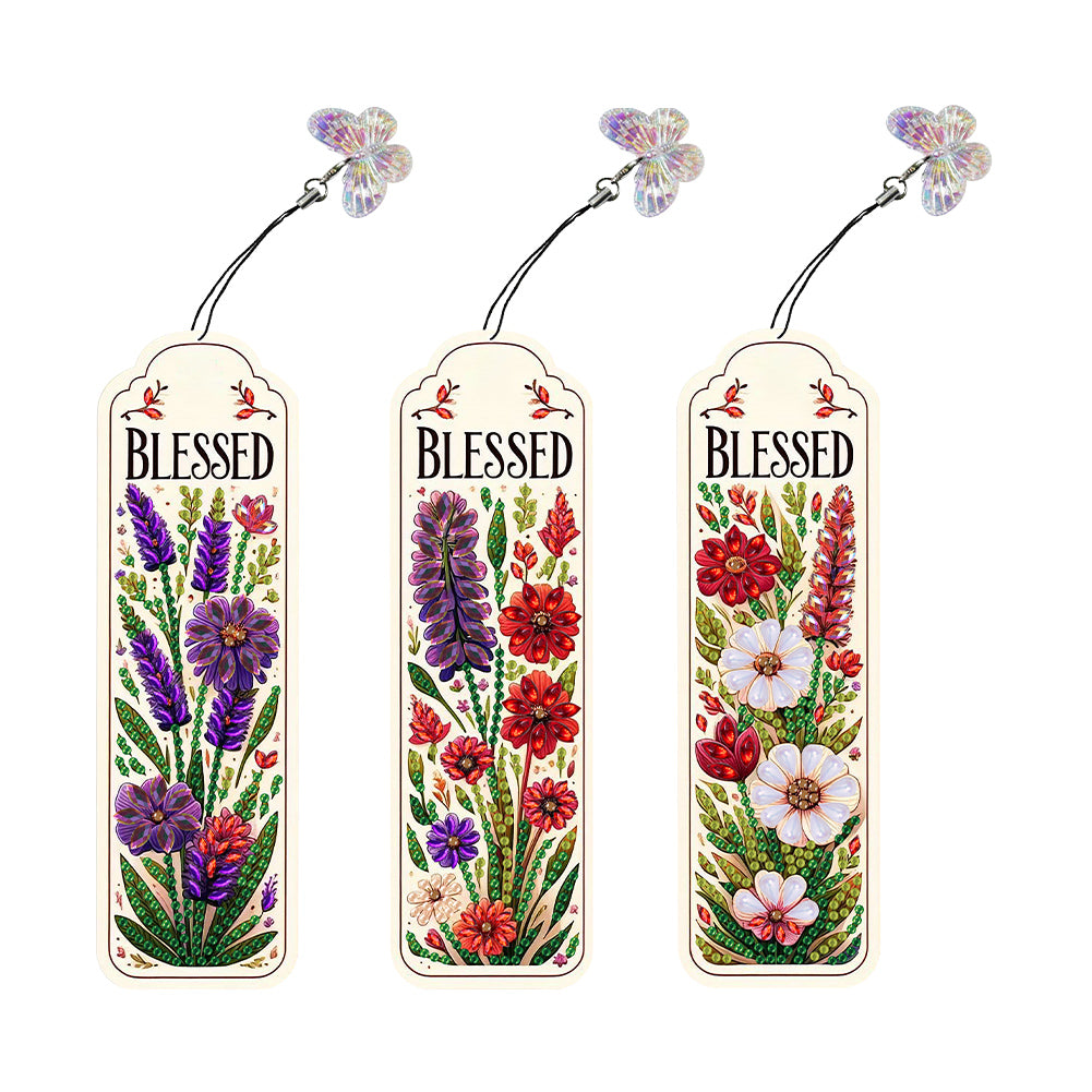 3Pcs Special Shape Daisy Bouquet Diamond Painting Bookmark for Book Lovers