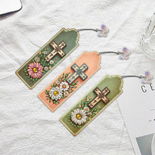 Load image into Gallery viewer, 3Pcs Special Shape Cross Bouquet Diamond Painting Bookmark for Book Lovers

