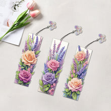 Load image into Gallery viewer, 3Pcs Special Shape Rose Bouquet Diamond Painting Bookmark for Book Lovers
