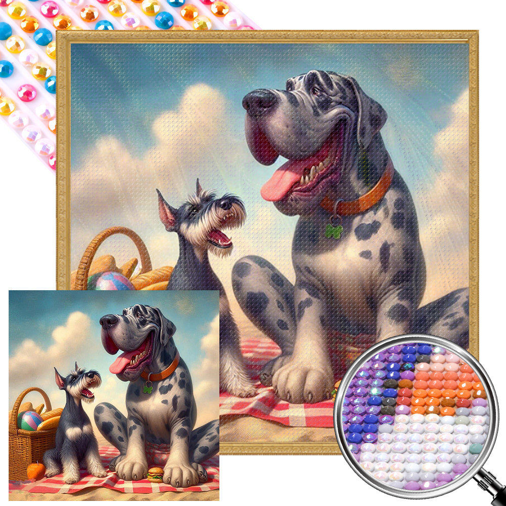 AB Diamond Painting - Full Round - Summer dog playing (40*40CM)