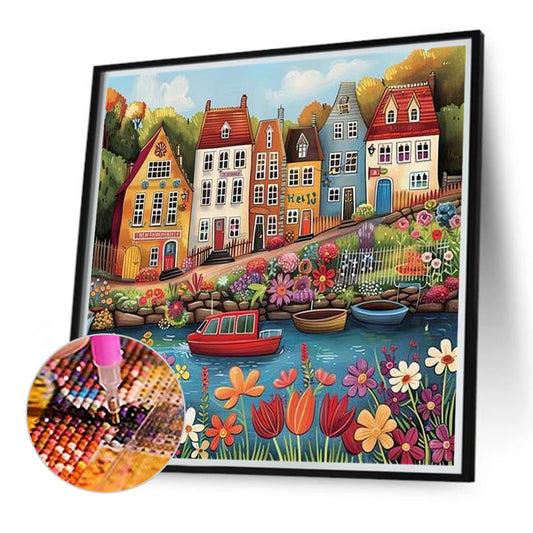 Diamond Painting - Full Round - Colorful cartoon house (40*40CM)
