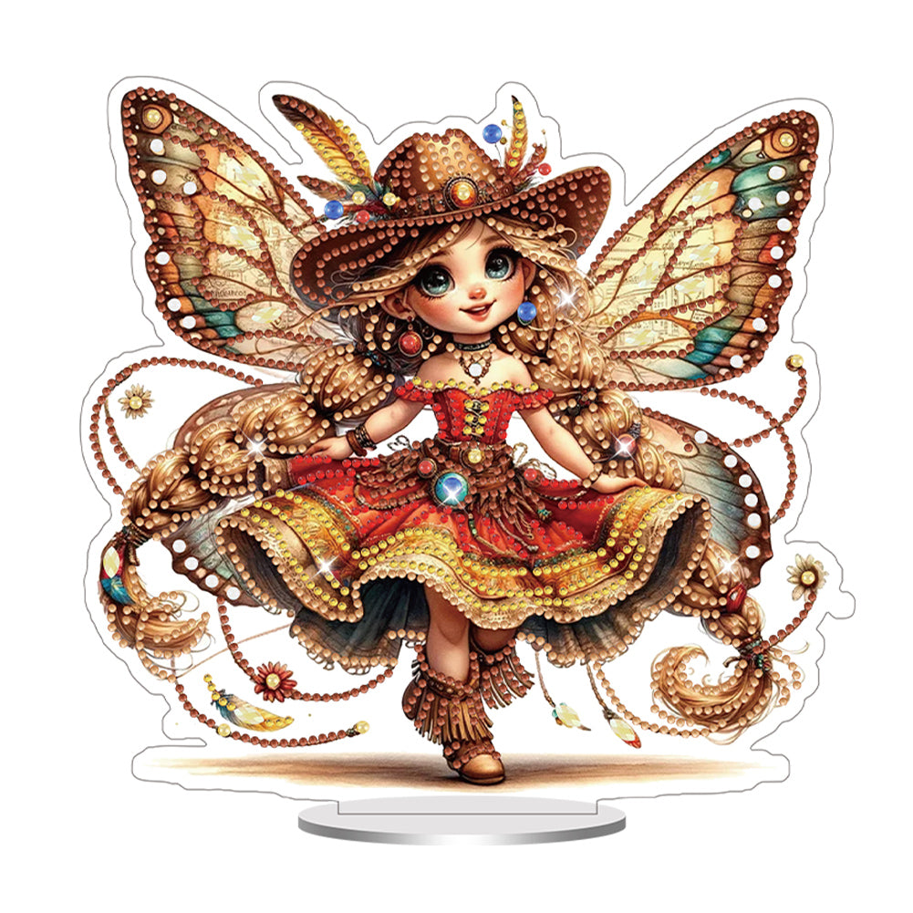 Acrylic Special Shaped Butterfly Girl Diamond Painting Desktop Decor for Adults