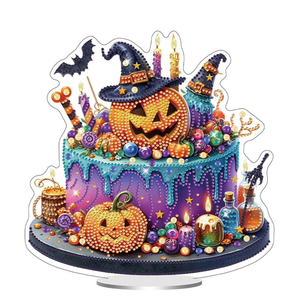 Acrylic Special Shaped Halloween Cake Desktop Diamond Art Kits for Home Decor