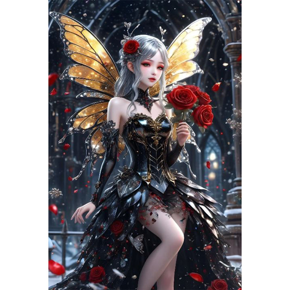Diamond Painting - Full Round - Rose butterfly girl (40*60CM)