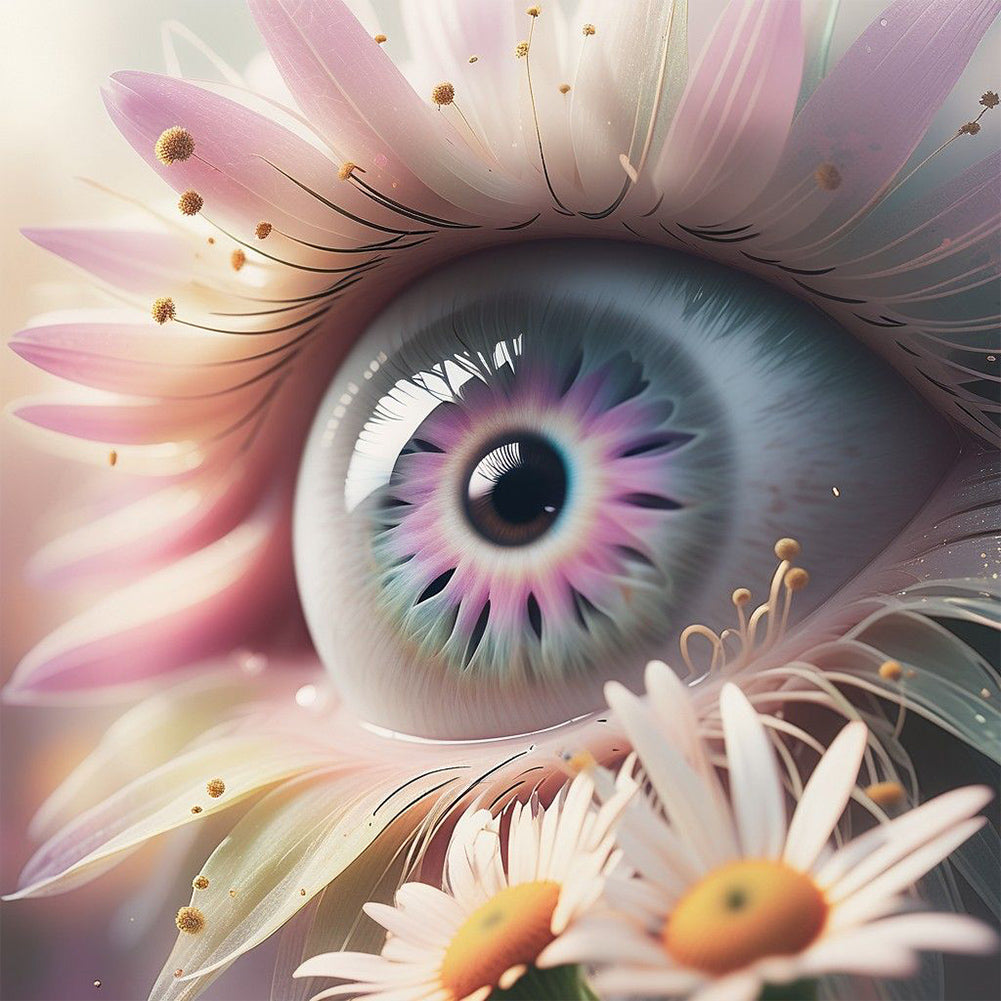 Diamond Painting - Full Round - Beautiful eyes with daisy eyelashes (30*30CM)