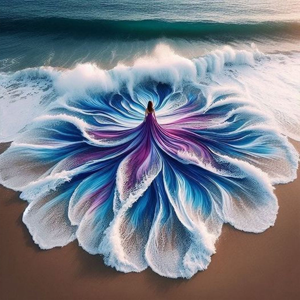 Diamond Painting - Full Round - Sea wave petal flower skirt (40*40CM)