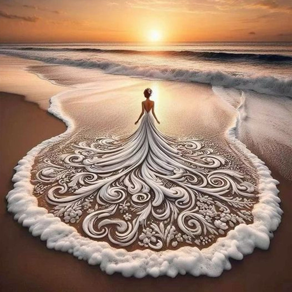 Diamond Painting - Full Round - Sea wave lace flower skirt (40*40CM)