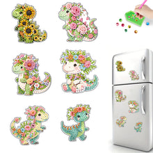 Load image into Gallery viewer, 6Pcs Acrylic Special Shape Floral Dinosaur Fridge Stickers for Car Mailbox Decor
