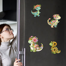 Load image into Gallery viewer, 6Pcs Acrylic Special Shape Floral Dinosaur Fridge Stickers for Car Mailbox Decor
