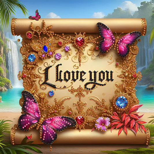 Diamond Painting - Partial Special Shaped - Gorgeous butterfly scroll (30*30CM)