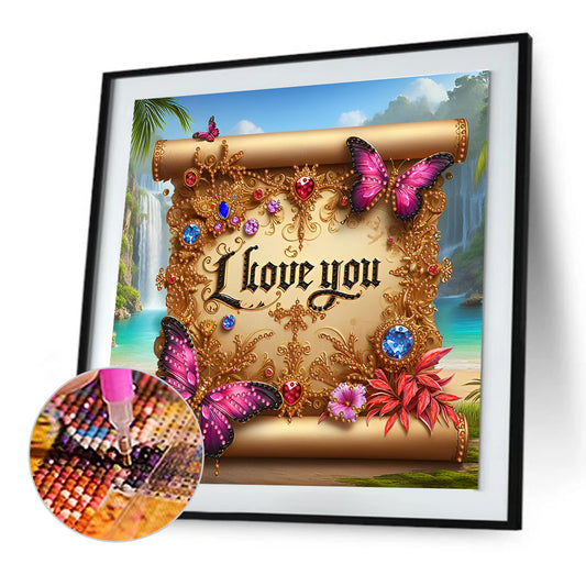 Diamond Painting - Partial Special Shaped - Gorgeous butterfly scroll (30*30CM)