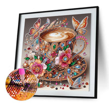 Load image into Gallery viewer, Diamond Painting - Partial Special Shaped - Gorgeous butterfly coffee (30*30CM)
