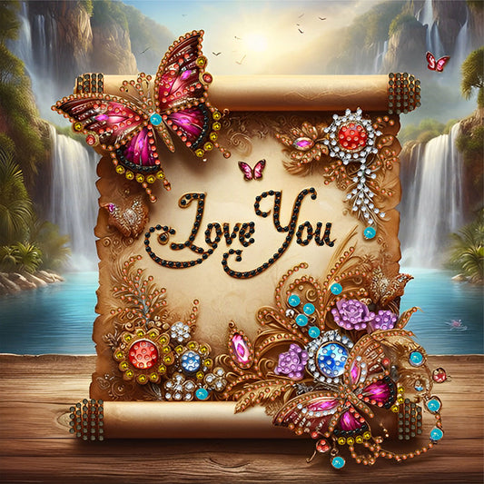 Diamond Painting - Partial Special Shaped - Gorgeous butterfly scroll (30*30CM)