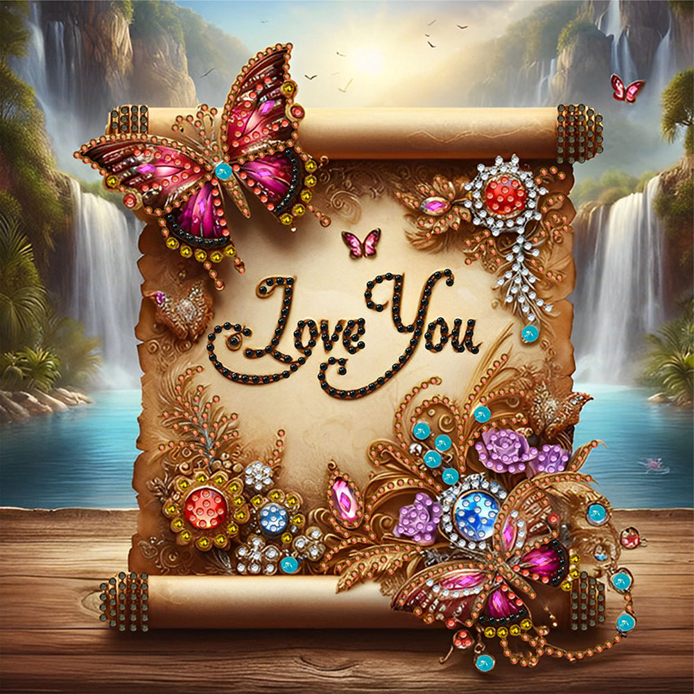 Diamond Painting - Partial Special Shaped - Gorgeous butterfly scroll (30*30CM)