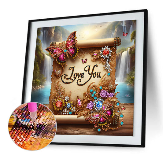 Diamond Painting - Partial Special Shaped - Gorgeous butterfly scroll (30*30CM)