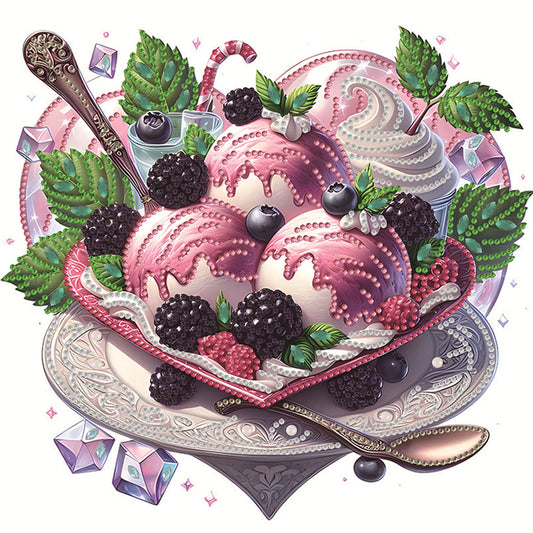 Diamond Painting - Partial Special Shaped - Dessert ice cream (30*30CM)