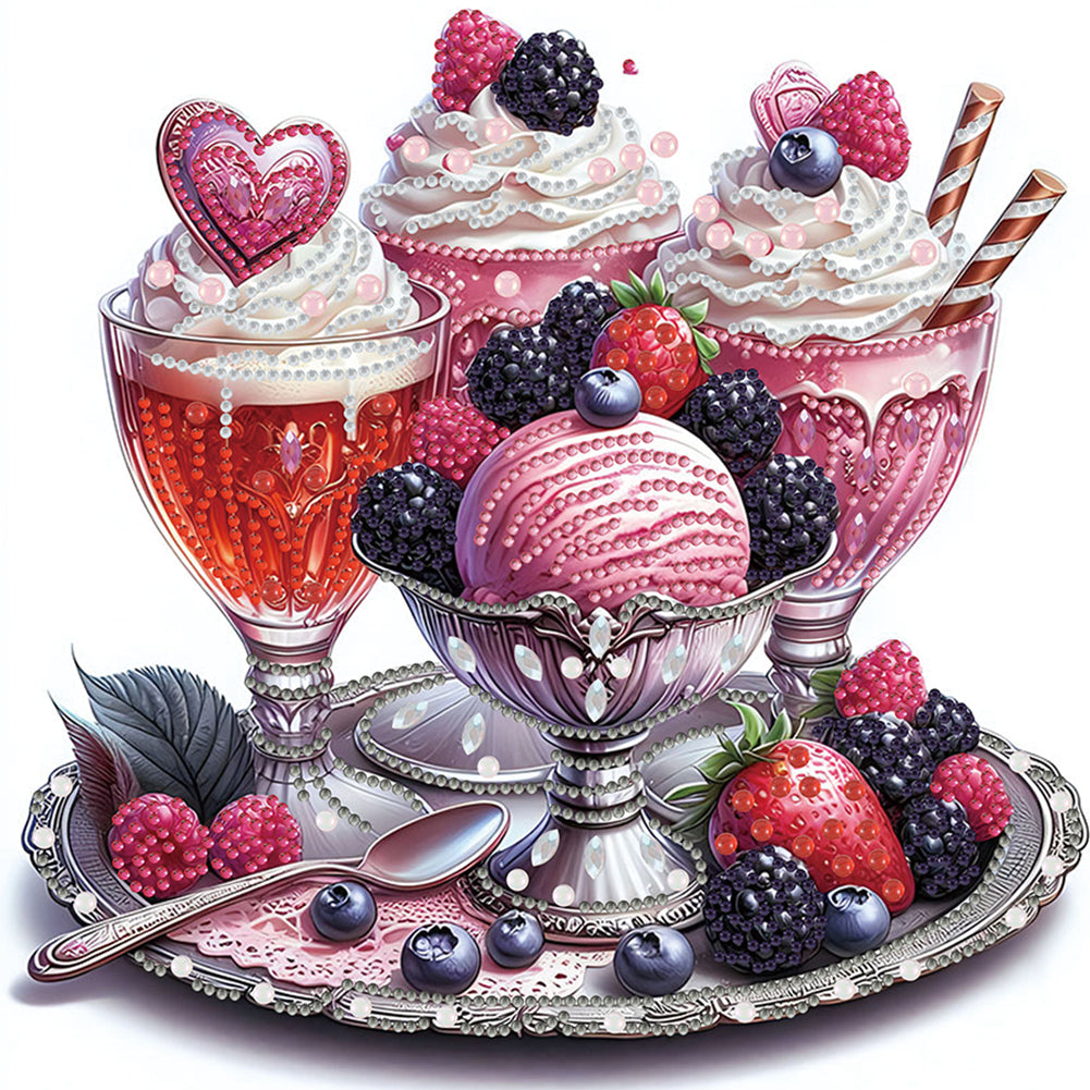 Diamond Painting - Partial Special Shaped - Dessert ice cream (30*30CM)