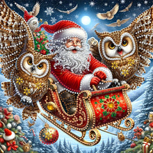 Load image into Gallery viewer, Diamond Painting - Partial Special Shaped - Santa Claus owl (30*30CM)
