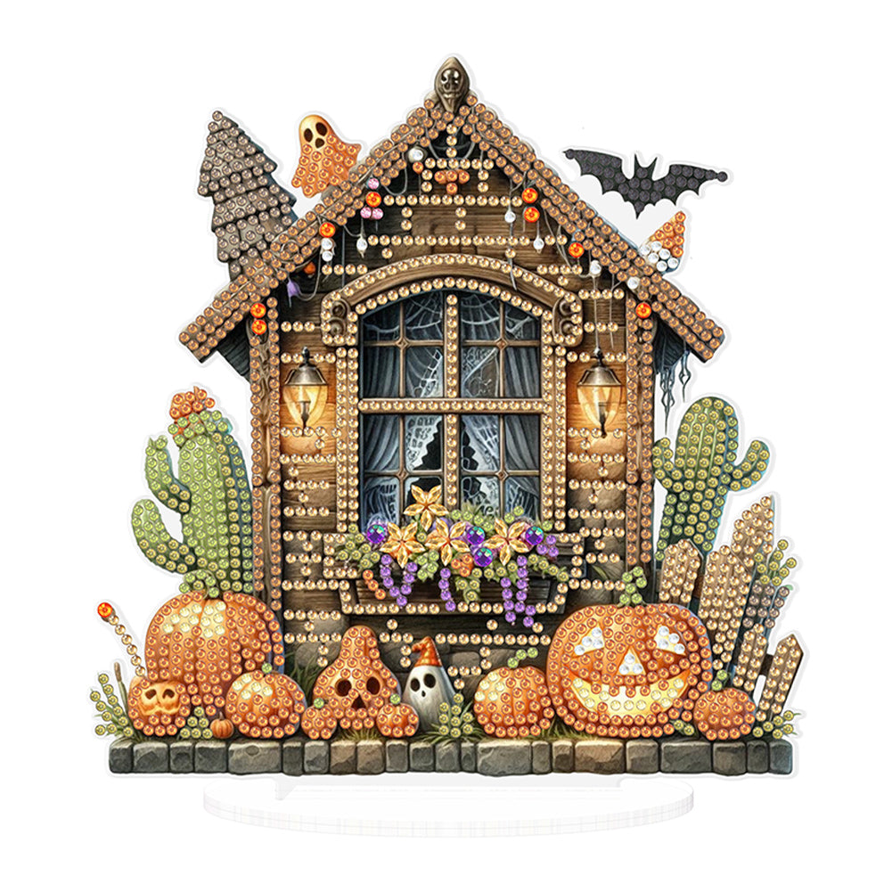 Acrylic Special Shape Halloween House Diamond Painting Desktop Ornaments Kits