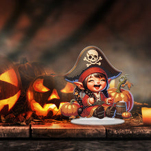 Load image into Gallery viewer, Acrylic Special Shape Halloween Pirate Girl Diamond Painting Desktop Ornaments
