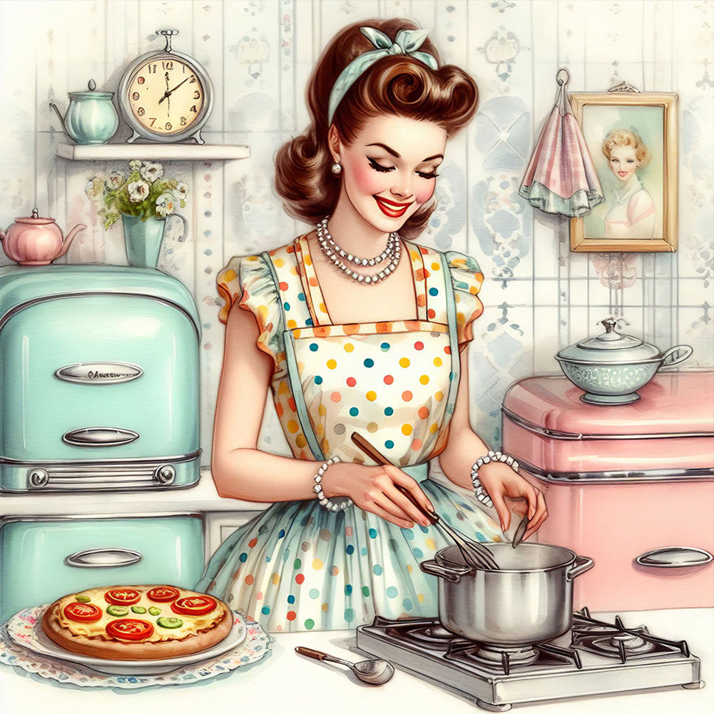 Diamond Painting - Full Round - Housewife in the 1950s (40*40CM)