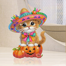 Load image into Gallery viewer, Acrylic Shaking Head Pumpkin and Cat Diamond Painting Desktop Ornaments
