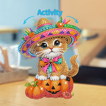 Load image into Gallery viewer, Acrylic Shaking Head Pumpkin and Cat Diamond Painting Desktop Ornaments
