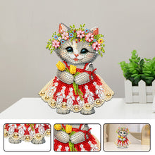Load image into Gallery viewer, Acrylic Shaking Head Cat and Flower DIY Diamond Painting Desktop Ornaments
