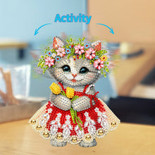 Load image into Gallery viewer, Acrylic Shaking Head Cat and Flower DIY Diamond Painting Desktop Ornaments
