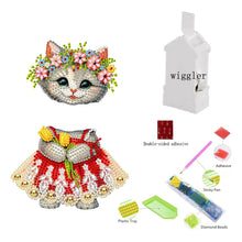 Load image into Gallery viewer, Acrylic Shaking Head Cat and Flower DIY Diamond Painting Desktop Ornaments

