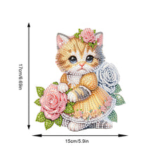 Load image into Gallery viewer, Acrylic Shaking Head Cat and Rose DIY Diamond Painting Desktop Ornaments
