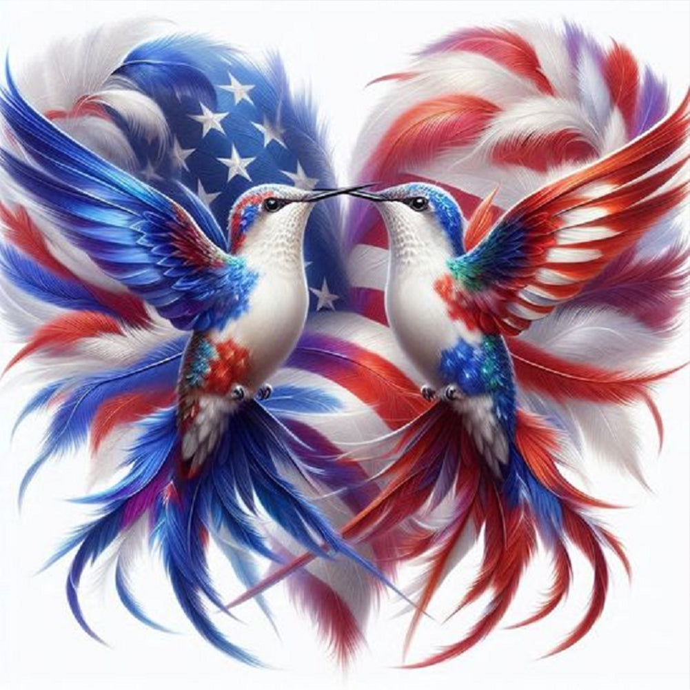 Diamond Painting - Full Round - American Flag Peace Bird (40*40CM)