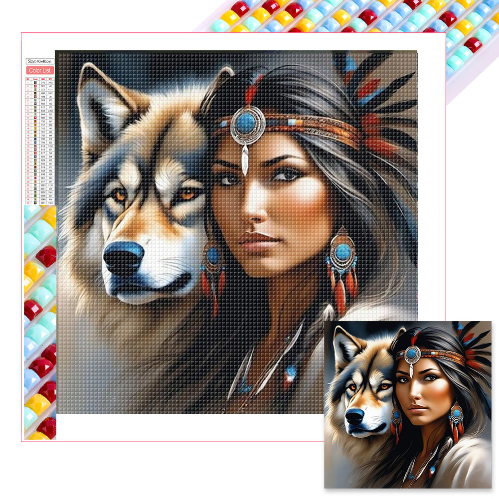 Diamond Painting - Full Square - Indian wolf (40*40CM)